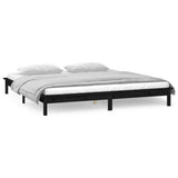 LED Bed Frame without Mattress Black 135x190 cm Solid Wood - Top-Down View