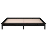 LED Bed Frame without Mattress Black 135x190 cm Solid Wood - Close-Up Angle