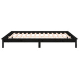 LED Bed Frame without Mattress Black 135x190 cm Solid Wood