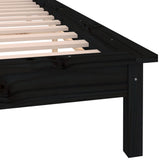 LED Bed Frame without Mattress Black 135x190 cm Solid Wood - Extra Image