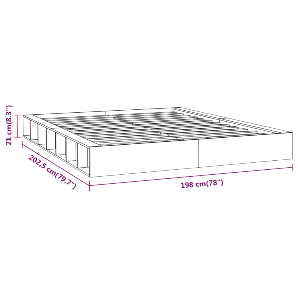 Bed Frame without Mattress White 183x203 cm King Solid Wood