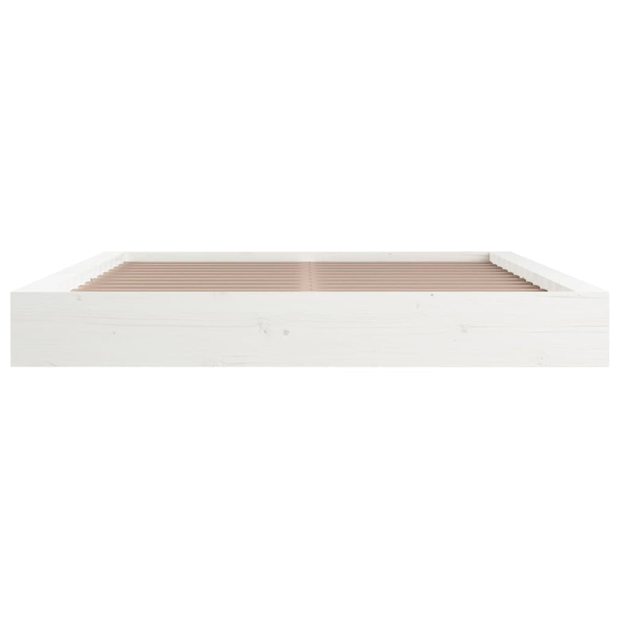 Bed Frame without Mattress White 150x200cm King Size Solid Wood