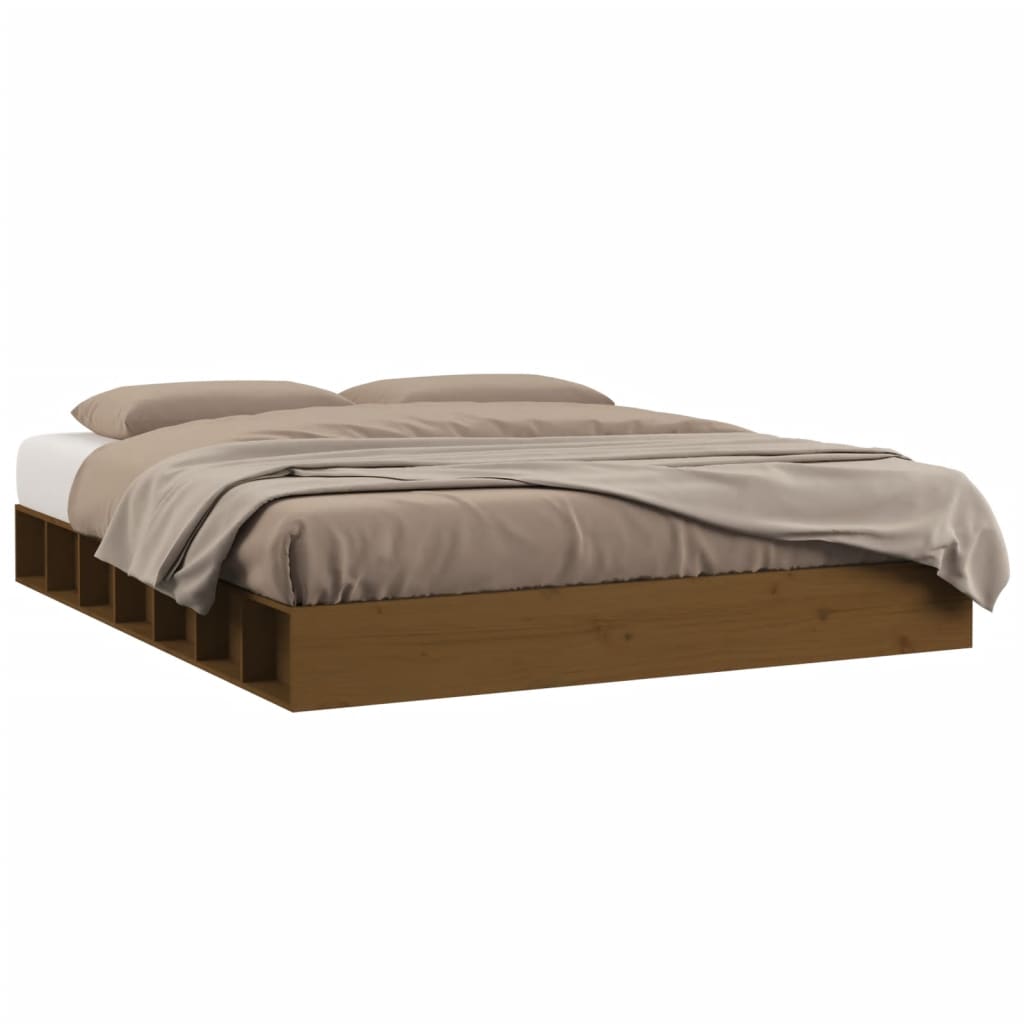 Bed Frame without Mattress Honey Brown 150x200 cm Solid Wood