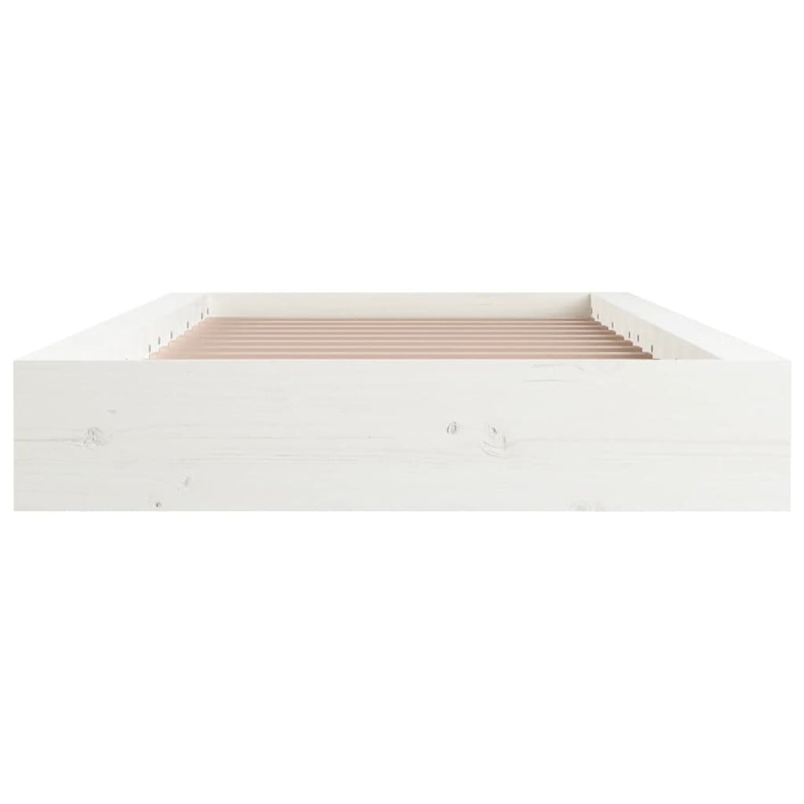 Bed Frame without Mattress White 135x190 cm Double Solid Wood