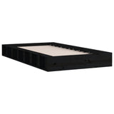 Bed Frame without Mattress Black 135x190 cm Solid Wood - Side View