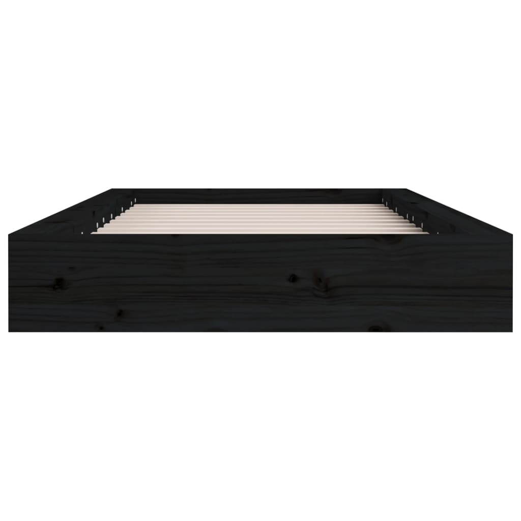 Bed Frame without Mattress Black 135x190 cm Solid Wood