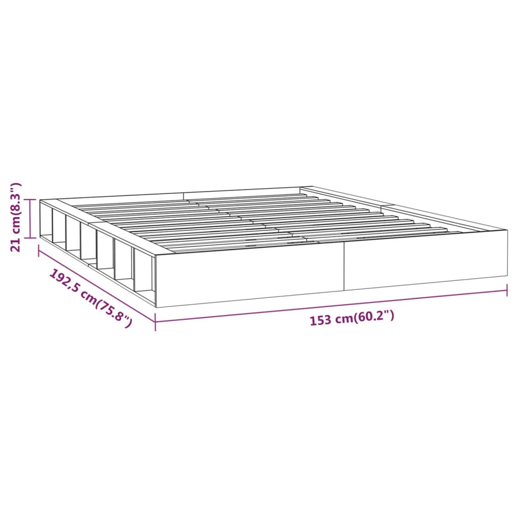 Bed Frame without Mattress Black 135x190 cm Solid Wood