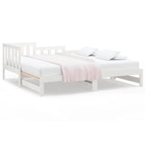 Pull-out Day Bed without Mattress White 2x(90x190) cm - Front View