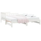 Pull-out Day Bed without Mattress White 2x(90x190) cm - Side View