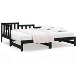 Pull-out Day Bed without Mattress Black 2x(90x190) cm