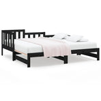 Pull-out Day Bed without Mattress Black 90x190 cm