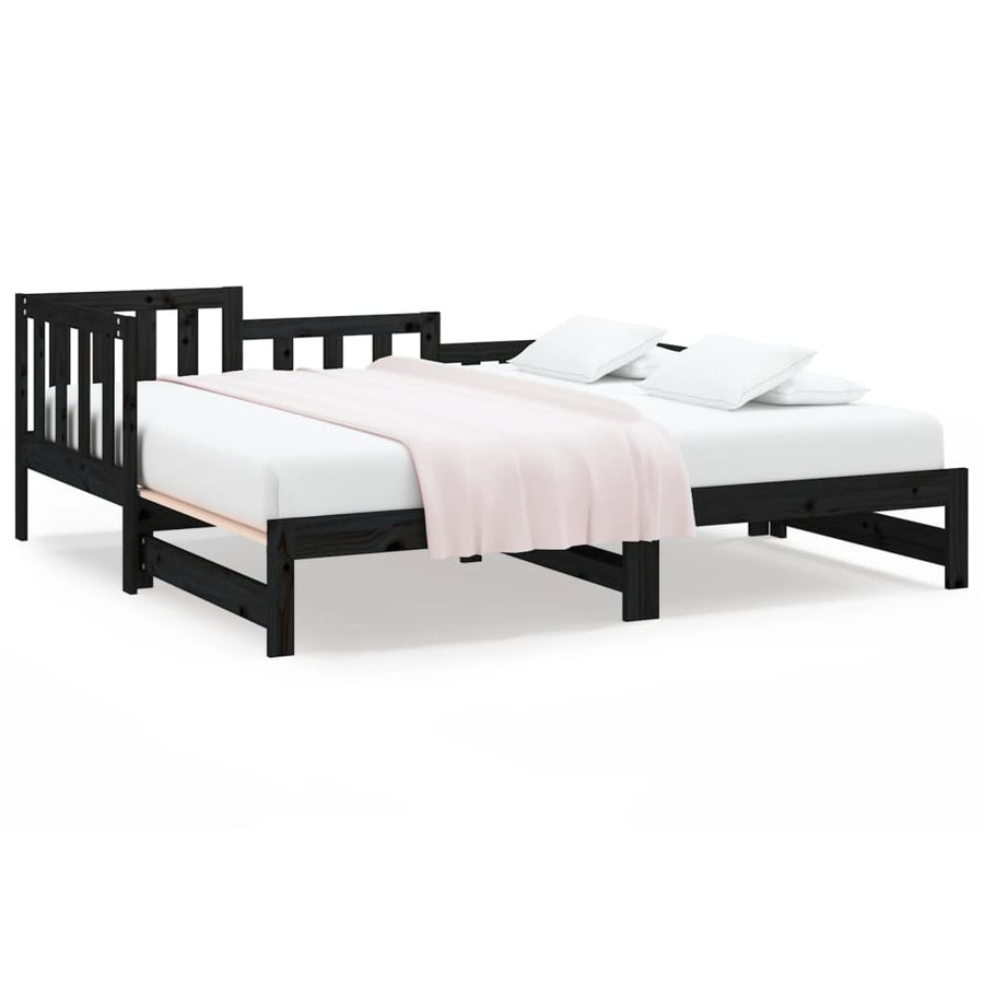 Pull-out Day Bed without Mattress Black 90x190 cm