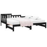 Pull-out Day Bed without Mattress Black 2x(90x190) cm - Side View