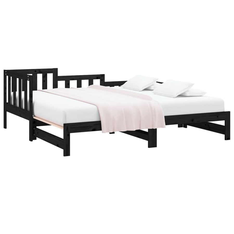 Pull-out Day Bed without Mattress Black 90x190 cm