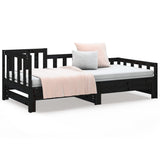 Pull-out Day Bed without Mattress Black 2x(90x190) cm - 45-Degree Angle
