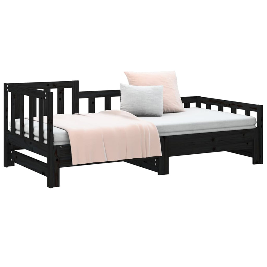 Pull-out Day Bed without Mattress Black 90x190 cm