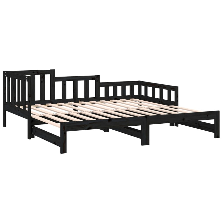 Pull-out Day Bed without Mattress Black 90x190 cm