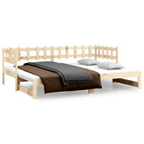 Pull-out Day Bed without Mattress 2x(90x190) cm Solid Wood Pine - Front View