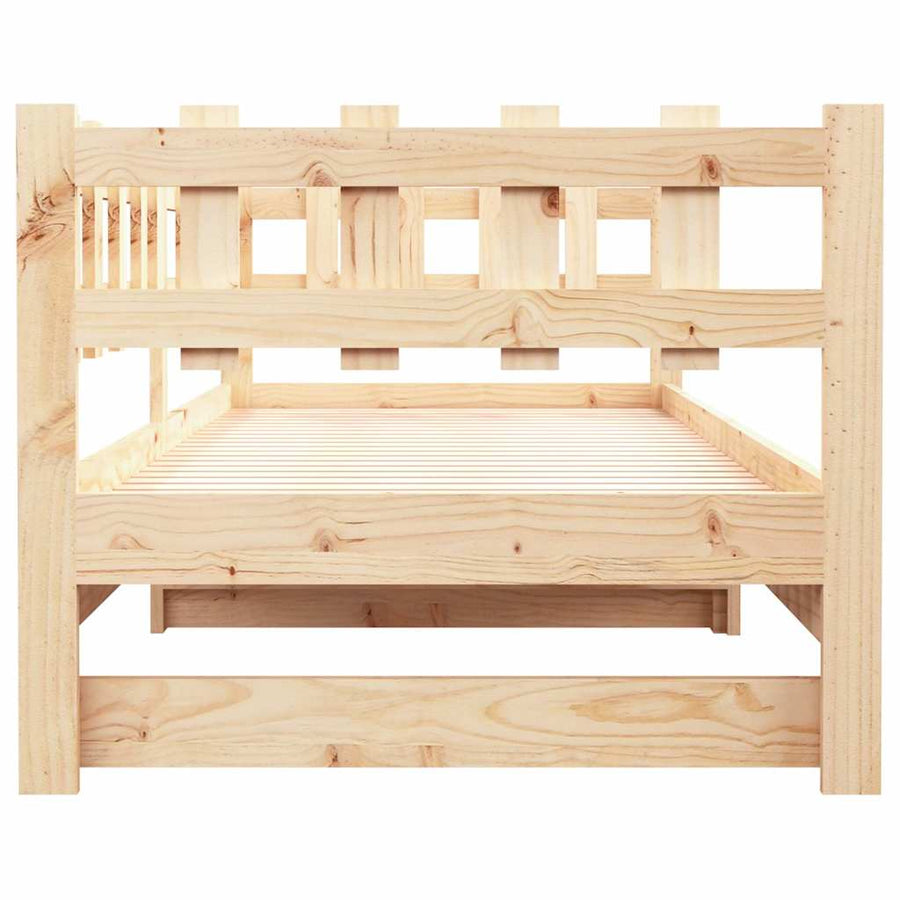 Pull-out Day Bed without Mattress 2x(90x190) cm Solid Wood Pine