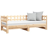 Pull-out Day Bed without Mattress 2x(90x190) cm Solid Wood Pine - Rear View