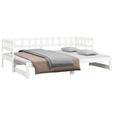 Pull-out Day Bed without Mattress White 2x(90x190) cm - Side View