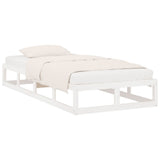 Bed Frame without Mattress White 100x200 cm Solid Wood - Side View