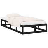 Bed Frame without Mattress Black 100x200 cm Solid Wood - Side View