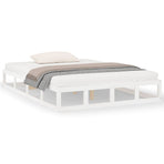 Bed Frame without Mattress White 137x187 cm Double Solid Wood
