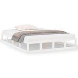 Bed Frame without Mattress White 137x187 cm Double Solid Wood - Front View