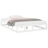 Bed Frame without Mattress White 137x187 cm Double Solid Wood