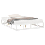 Bed Frame without Mattress White 137x187 cm Double Solid Wood
