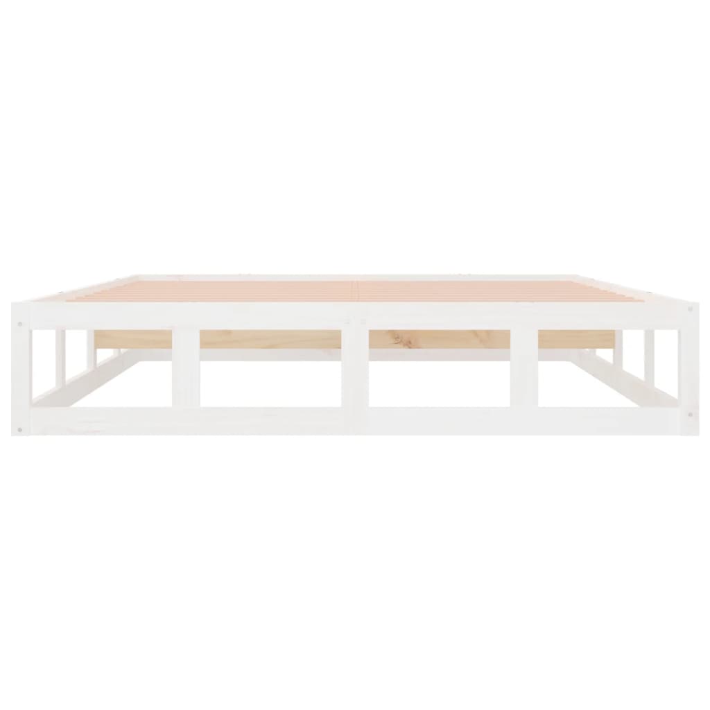 Bed Frame without Mattress White 137x187 cm Double Solid Wood