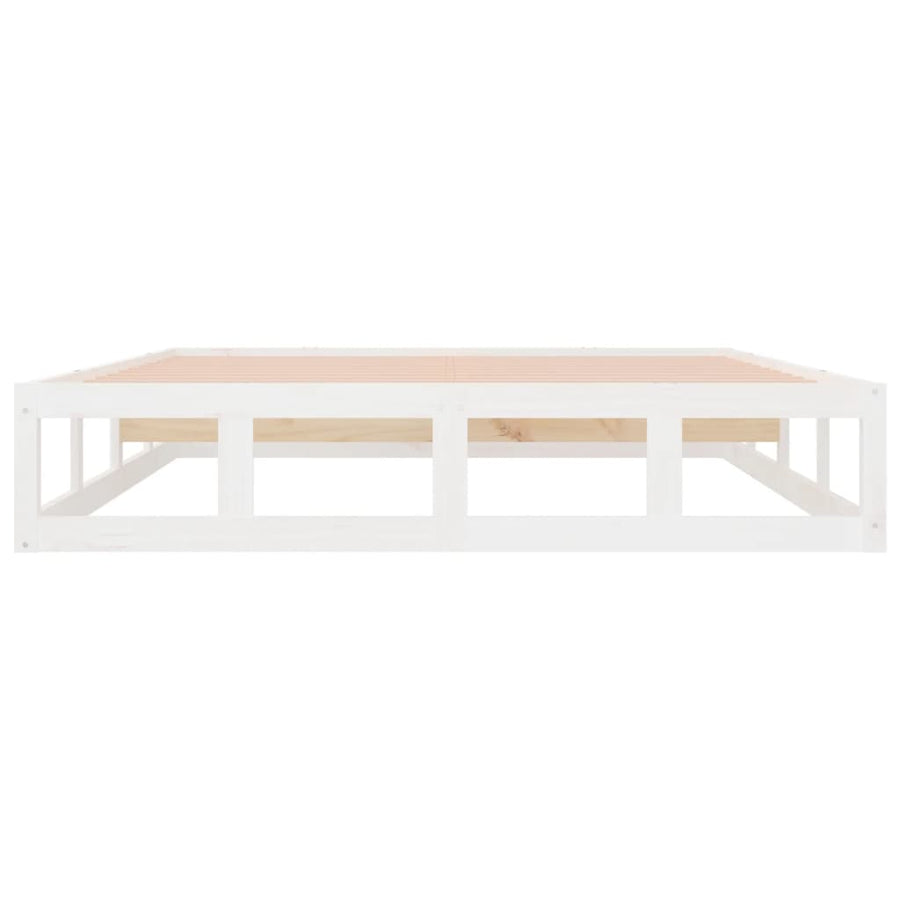 Bed Frame without Mattress White 137x187 cm Double Solid Wood