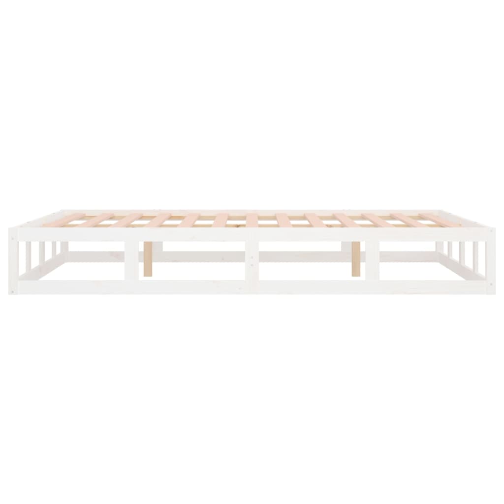 Bed Frame without Mattress White 137x187 cm Double Solid Wood