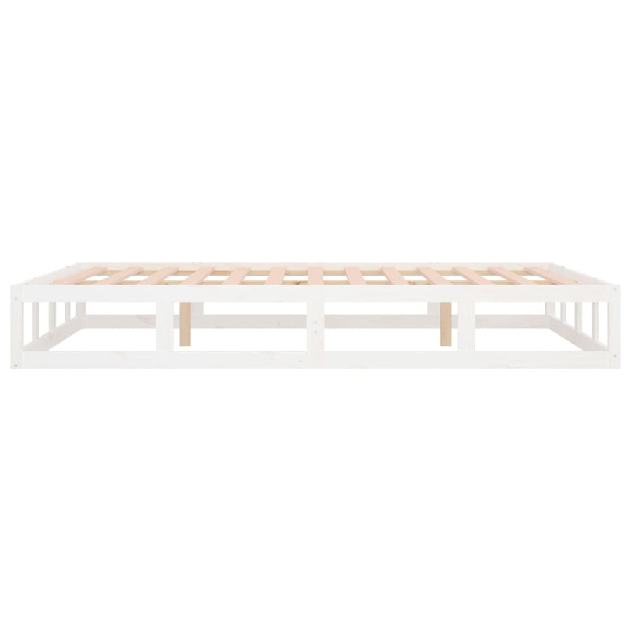 Bed Frame without Mattress White 137x187 cm Double Solid Wood