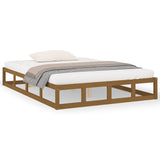 Bed Frame without Mattress Honey Brown 137x187 cm Double Solid Wood - Front View