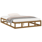 Bed Frame without Mattress Honey Brown 137x187 cm Double Solid Wood - Side View