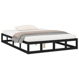 Bed Frame without Mattress Black 137x187 cm Double Solid Wood