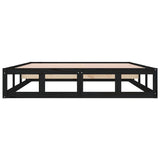 Bed Frame without Mattress Black 137x187 cm Double Solid Wood - 45-Degree Angle