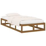 Bed Frame without Mattress Honey Brown 90x190 cm Solid Wood - Side View