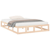 Bed Frame without Mattress 135x190 cm Solid Wood - Side View