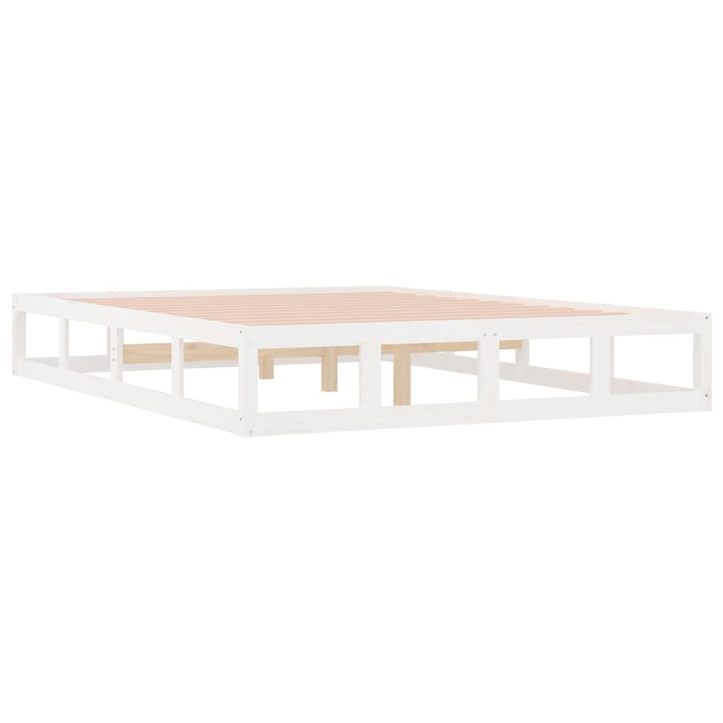 Bed Frame without Mattress White 135x190 cm Solid Wood