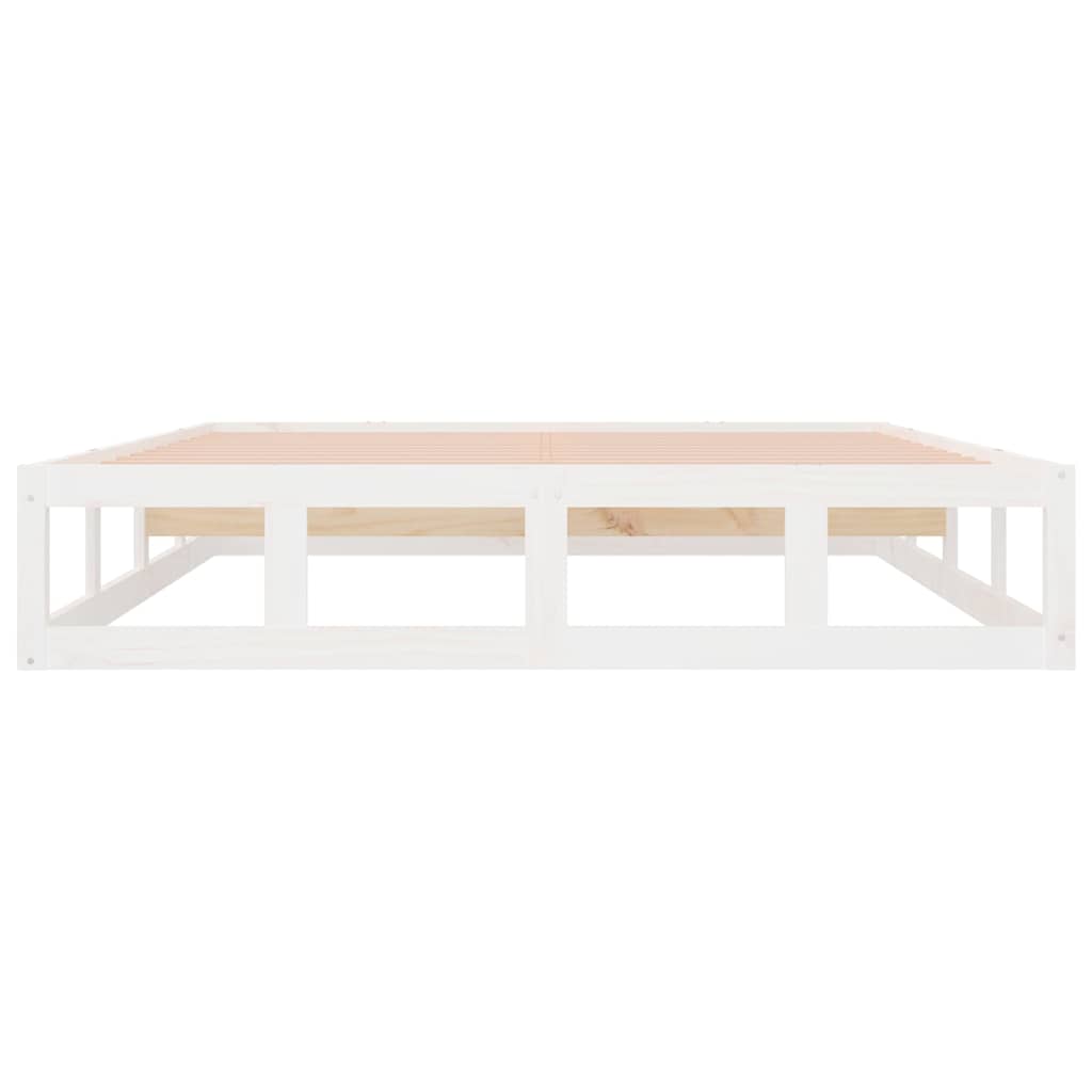Bed Frame without Mattress White 135x190 cm Solid Wood