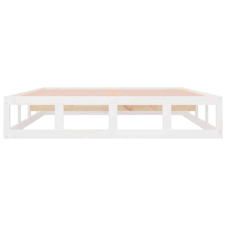 Bed Frame without Mattress White 135x190 cm Double Solid Wood