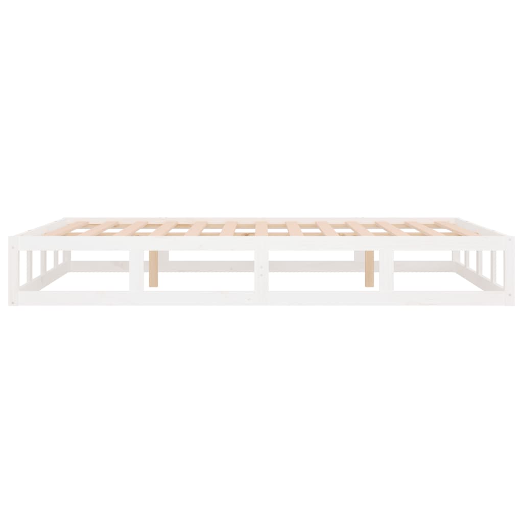 Bed Frame without Mattress White 135x190 cm Solid Wood
