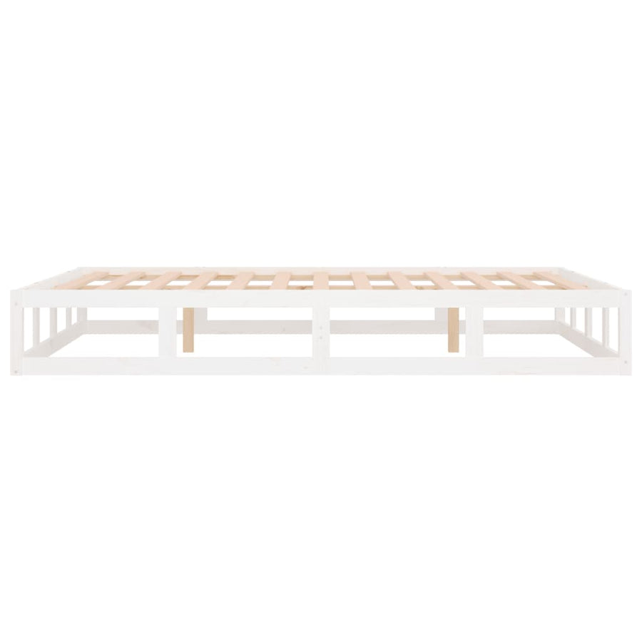 Bed Frame without Mattress White 135x190 cm Double Solid Wood