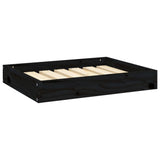 Dog Bed Black 61.5x49x9 cm Solid Wood Pine - Front View
