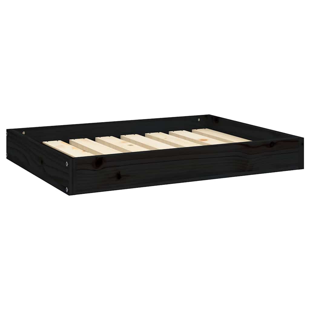 Dog Bed Black 71.5x54x9 cm Solid Wood Pine