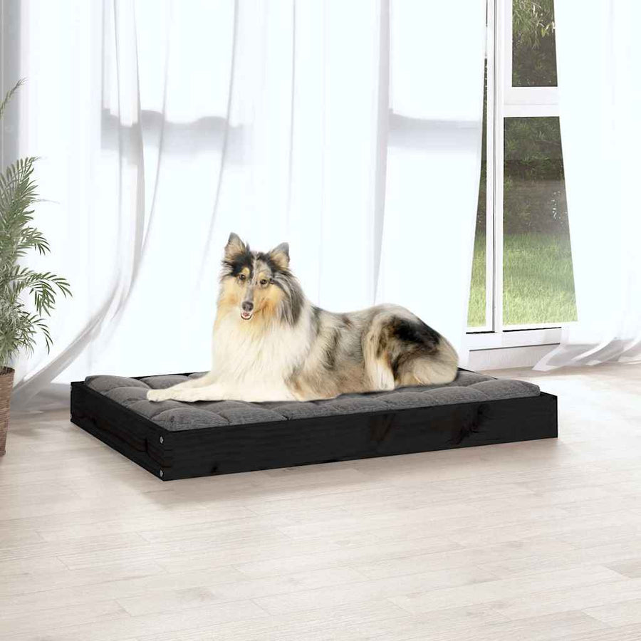 Dog Bed 91.5 x 64 x 9 cm Solid pine wood Black