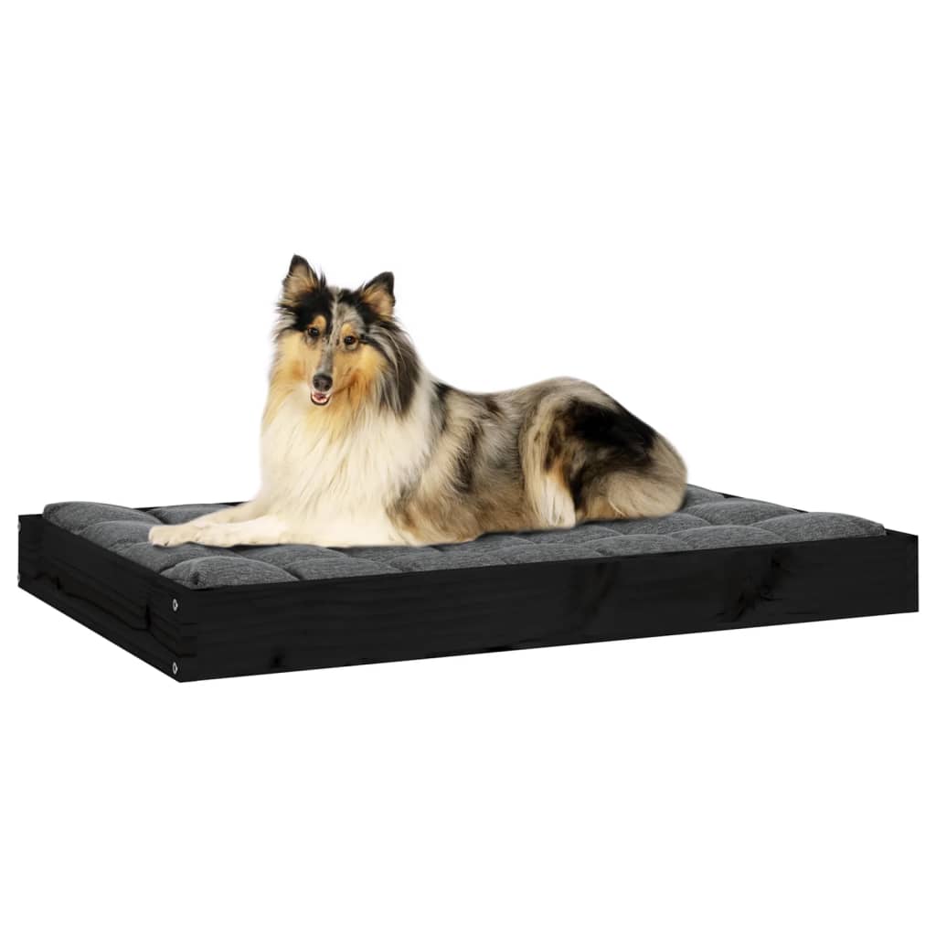 Dog Bed Black 91.5x64x9 cm Solid Wood Pine
